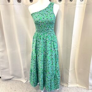 ZCSIA Floral Dress Small One Shoulder Smocked Tiered Midi Beach Boho NWT 20123
